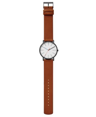 Men's Signatur Brown Leather Strap Watch 40mm SKW6374