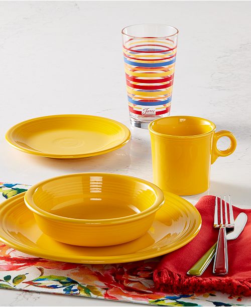 Fiesta Scarlet Stripe Set of 4 Highball Glasses Glassware & Drinkware