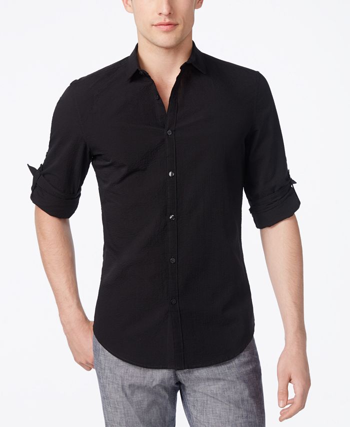 Calvin Klein Men's Slim-Fit Seersucker Shirt, Created for Macy's - Macy's