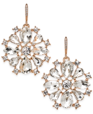 Charter Club Rose Gold-Tone Crystal Drop Earrings, Only at Macys