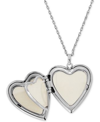 Macy's Sterling Silver Necklace, Four Photo Engraved Locket - Multi