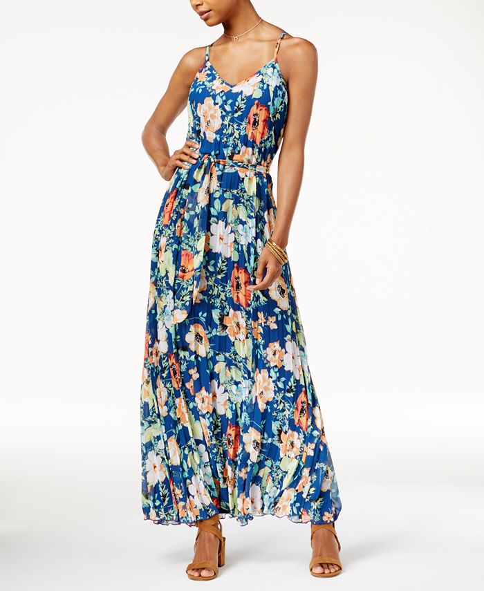B Darlin Juniors' Floral-Print Pleated Dress - Macy's
