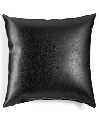 Hallmart Collectibles - Black & White Faux-Leather 18" Square Decorative Pillow