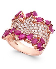 Rosa by EFFY® Ruby (3-1/4 ct. t.w.) & Diamond (1-3/8 ct. t.w.) Ring in 14k Rose Gold