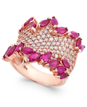 image of Rosa by Effy Ruby (3-1/4 ct. t.w.) & Diamond (1-3/8 ct. t.w.) Ring in 14k Rose Gold