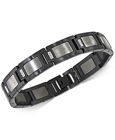 Diamond Accent Link Bracelet in Gunmetal Stainless Steel, Created for Macy's