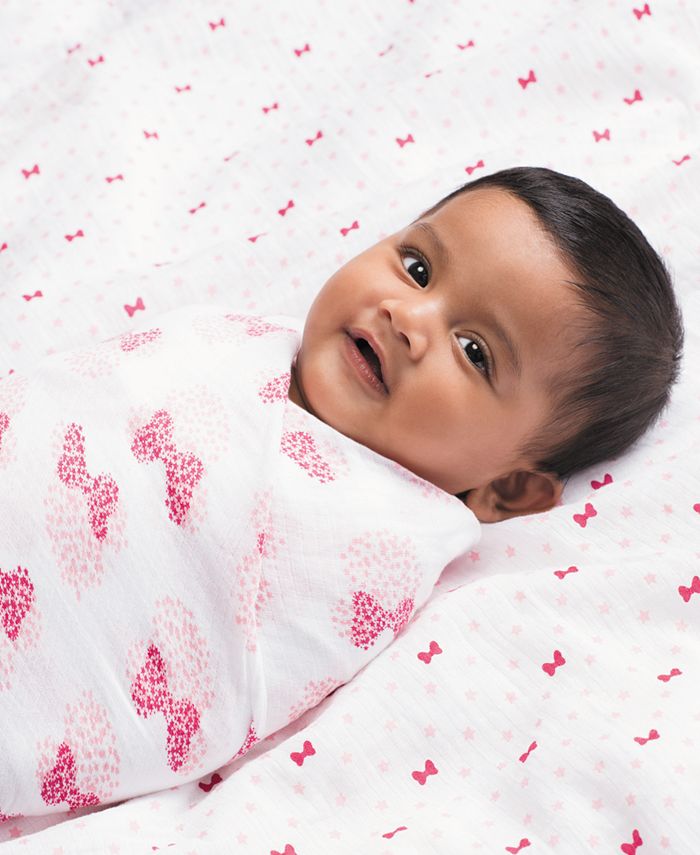 aden by aden + anais Baby Girls 4Pack Minnie Mouse Cotton Swaddle