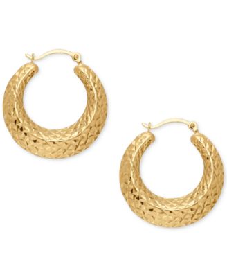 Macy's Textured Hoop Earrings In 14k Gold - Macy's