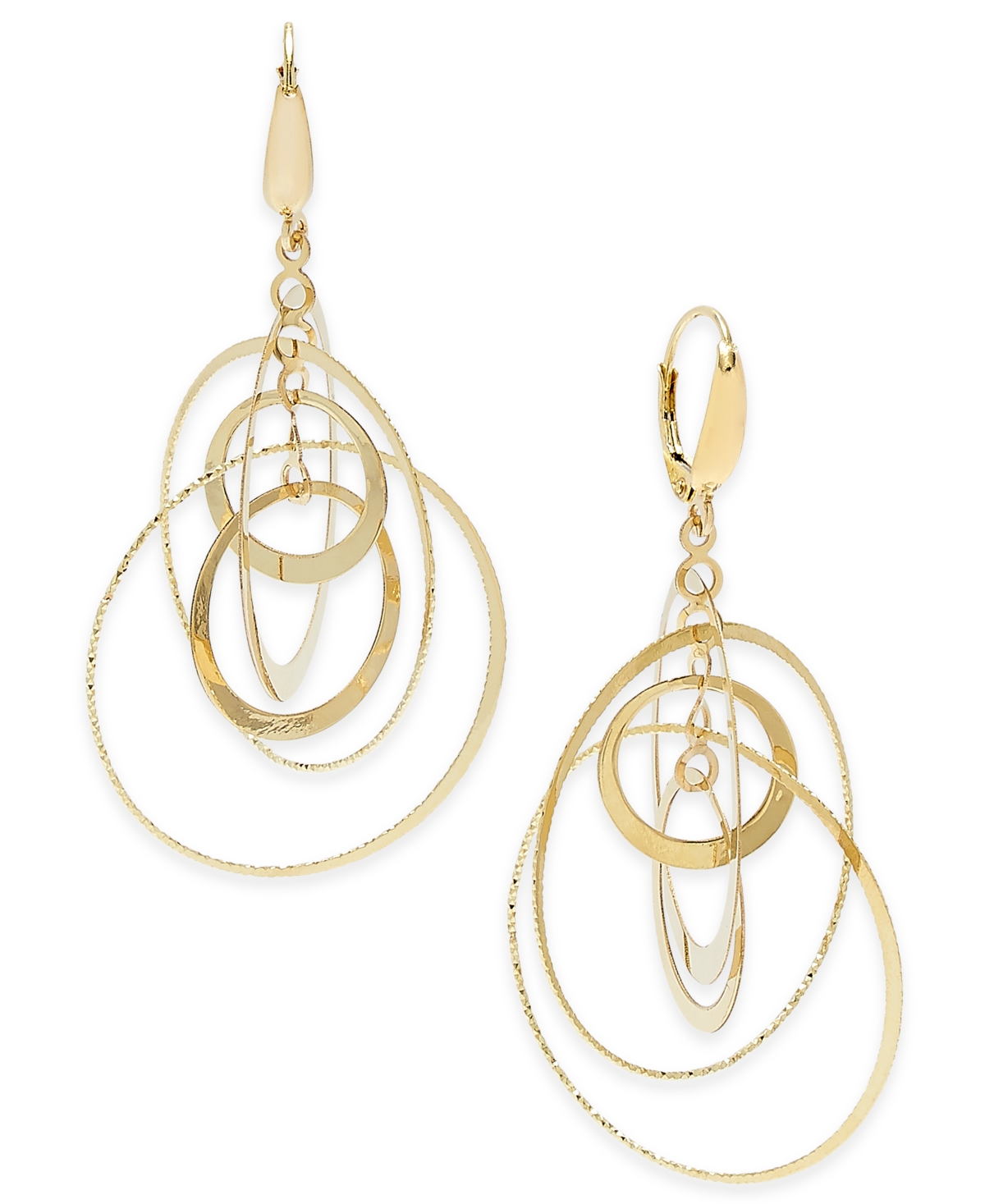 Multi-Circle Orbital Drop Earrings in 14k Gold - Yellow Gold