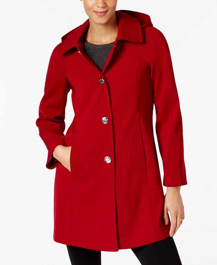 London Fog Hooded A-Line Raincoat - Macy's