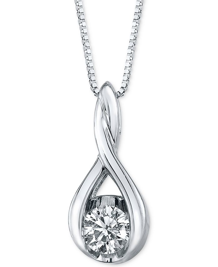Sirena Diamond Twist Pendant Necklace in 14k White Gold (3/8 ct. t.w