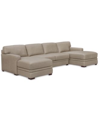 Avenell 3-Pc. Leather Sectional with Double Chaise, Created for Macy's