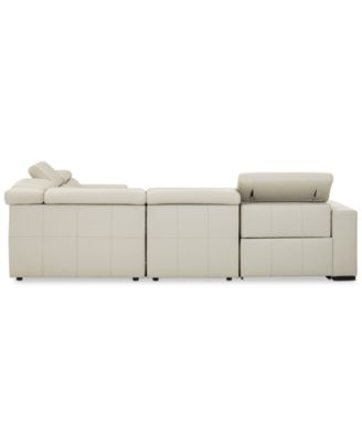 Furniture Nevio 124" 5-pc Leather Sectional Sofa with Chaise, 1 Power Recliner and Articulating Headrests, Created for Macy's