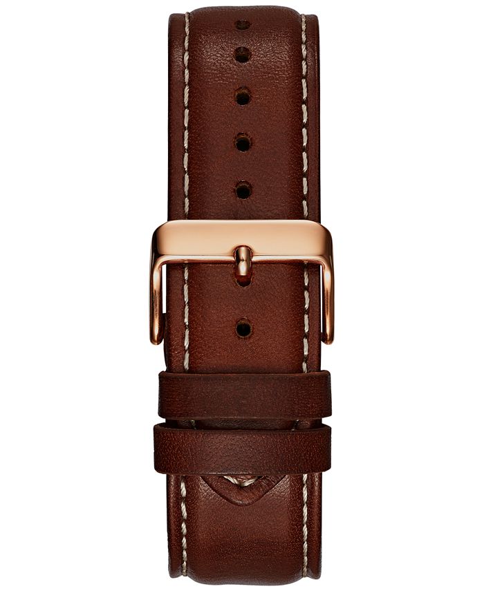 GUESS Men's Chronograph Brown Leather Strap Watch 46mm U0673G3 Macy's
