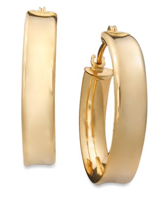 Macy's - 10k Gold Earrings, Ribbed Hoop
