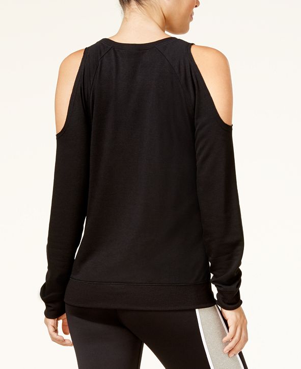 Material Girl Juniors Babygirl Graphic Cold Shoulder Top