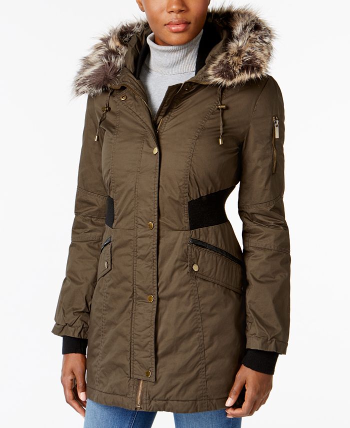 French Connection Faux-Fur-Trim Mixed-Media Parka & Reviews - Coats ...
