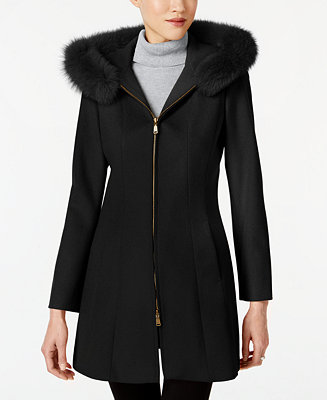 Forecaster Fox-Fur-Trim Hooded Walker Coat - Coats - Women - Macy's
