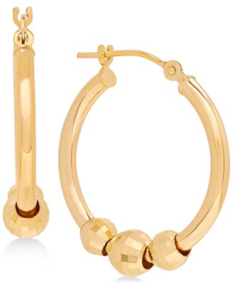 Macy's Beaded Hoop Earrings In 14k Gold - Macy's