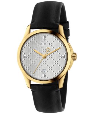Gucci - Unisex Swiss G-Timeless Black Leather Strap Watch 38mm