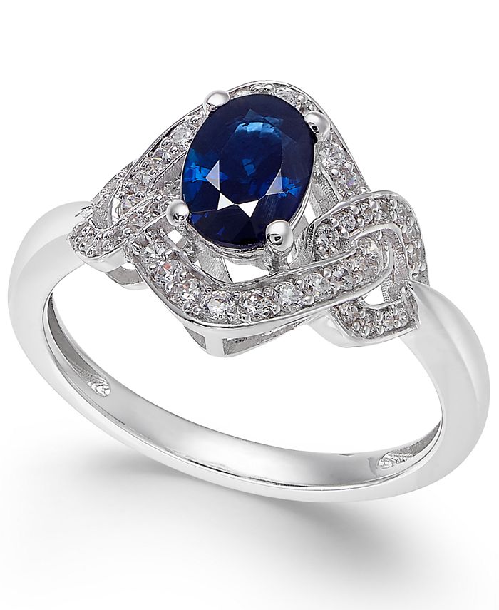 Macy's Sapphire (9/10 ct. t.w.) & Diamond (1/4 ct. t.w.) Ring in 14k ...