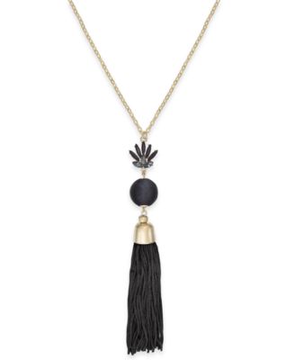INC International Concepts - Stone and Tassel Lariat Necklace