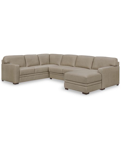 Furniture Avenell 3Pc. Leather Sectional with Chaise, Created for Macy