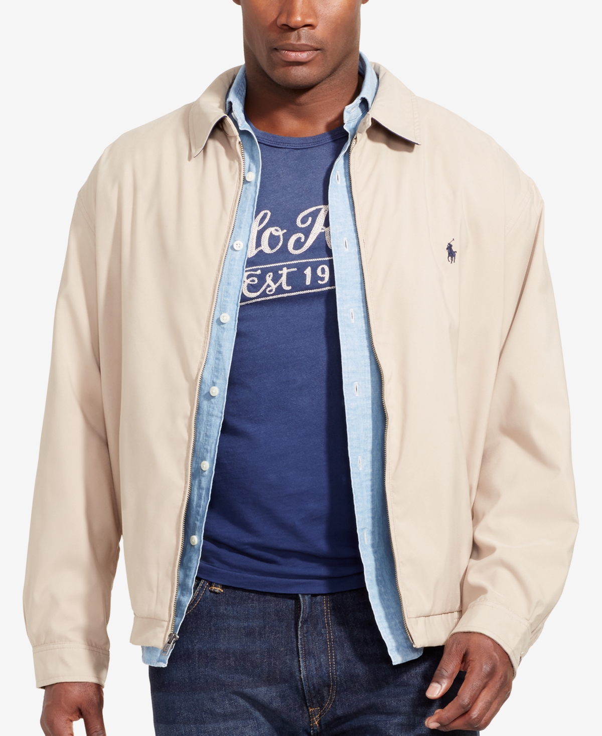 Polo Ralph Lauren Men's Big & Tall Jackets, Bi-Swing Windbreaker - Khaki Uniform