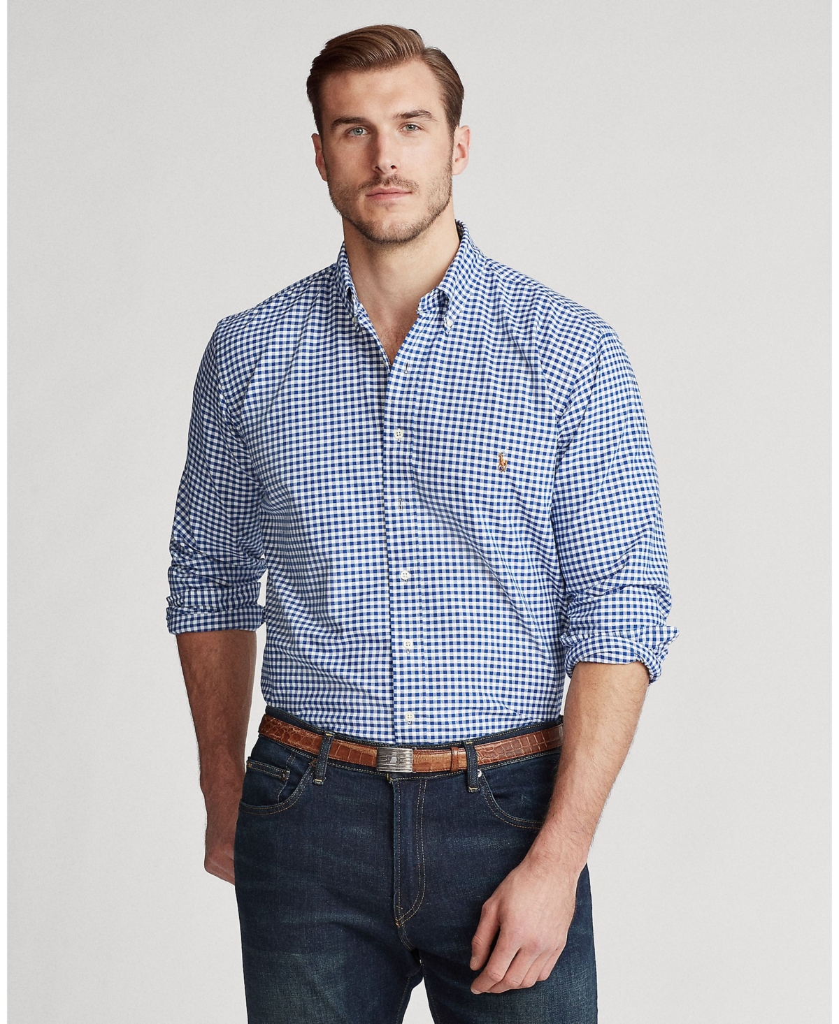 Polo Ralph Lauren Men's Big & Tall Classic Fit Plaid Oxford Shirt In Blue,white Gingham