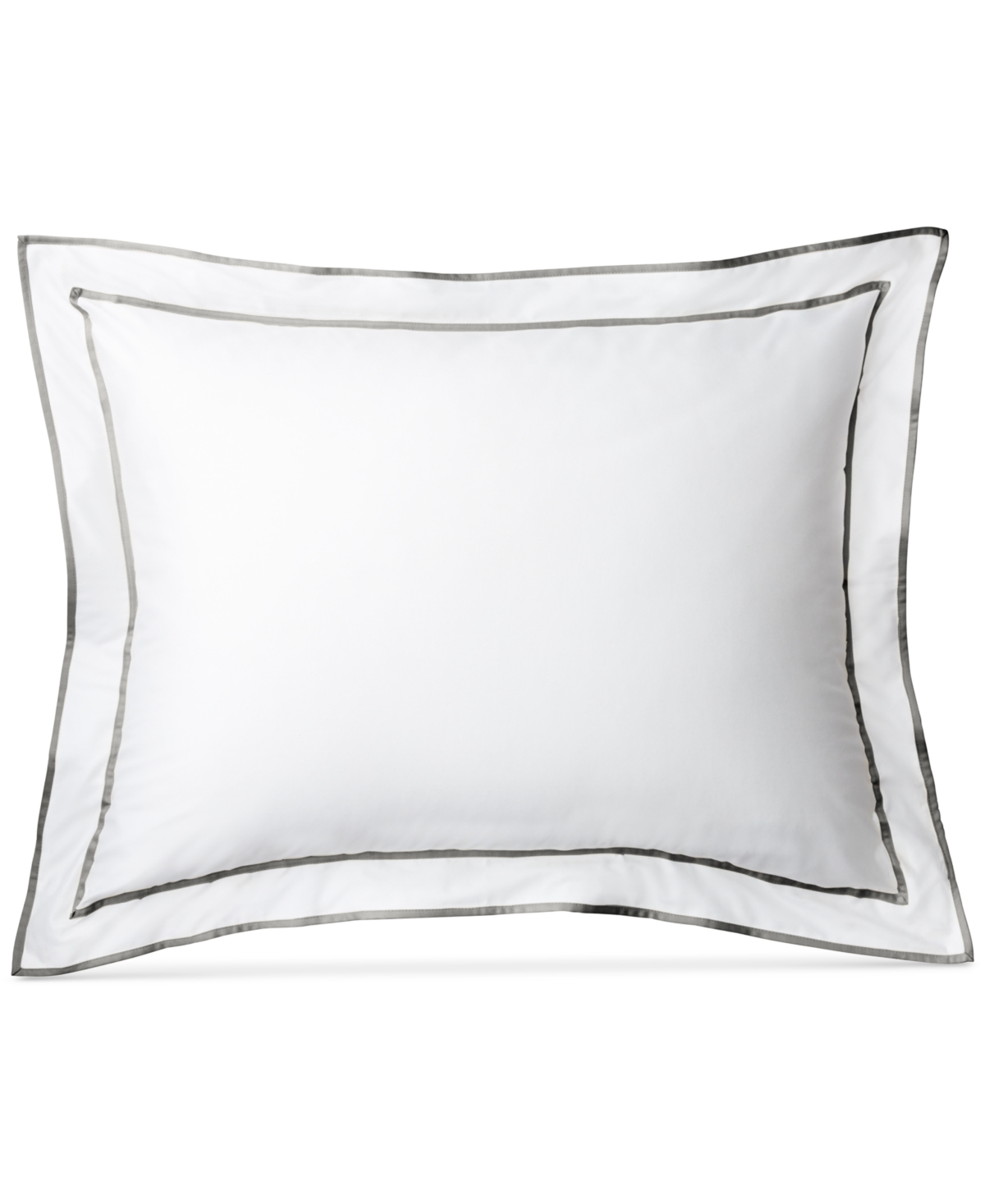 Ralph Lauren Spencer Sateen Border Sham, Standard In White  Stone Grey