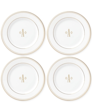 Lenox Federal Gold Monogram Tidbit Plates Set Of 4 Block Letters