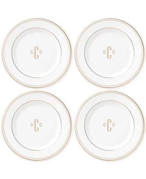 Lenox Federal Gold Monogram Tidbit Plates Set Of 4 Block Letters