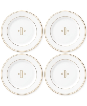 Lenox Federal Gold Monogram Tidbit Plates Set Of 4 Block Letters