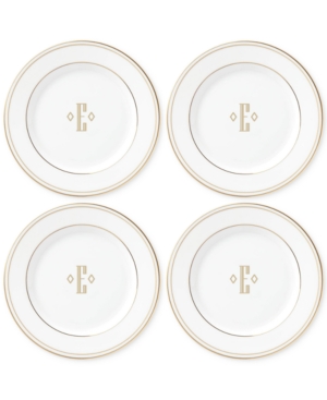Lenox Federal Gold Monogram Tidbit Plates Set Of 4 Block Letters