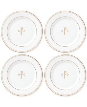 Lenox Federal Gold Monogram Tidbit Plates Set Of 4 Block Letters