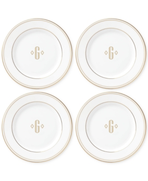 Lenox Federal Gold Monogram Tidbit Plates Set Of 4 Block Letters