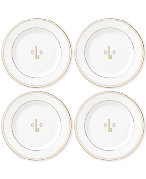 Lenox Federal Gold Monogram Tidbit Plates Set Of 4 Block Letters