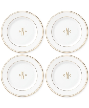 Lenox Federal Gold Monogram Tidbit Plates Set Of 4 Block Letters