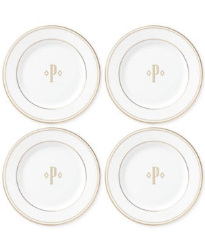 Lenox Federal Gold Monogram Tidbit Plates Set Of 4 Block Letters
