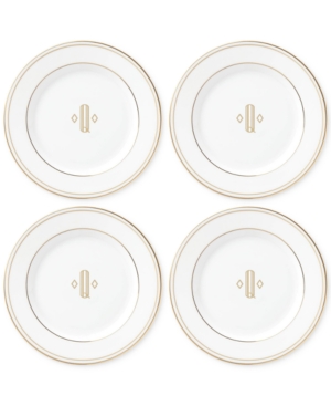 Lenox Federal Gold Monogram Tidbit Plates Set Of 4 Block Letters
