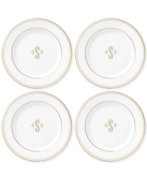 Lenox Federal Gold Monogram Tidbit Plates Set Of 4 Block Letters