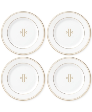 Lenox Federal Gold Monogram Tidbit Plates Set Of 4 Block Letters
