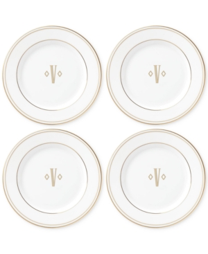 Lenox Federal Gold Monogram Tidbit Plates Set Of 4 Block Letters