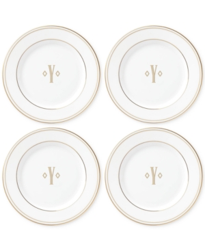 Lenox Federal Gold Monogram Tidbit Plates Set Of 4 Block Letters