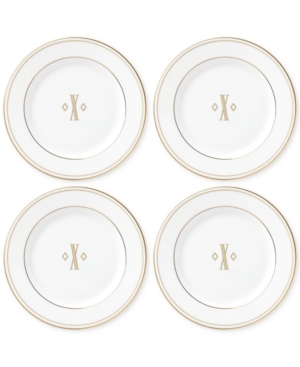 Lenox Federal Gold Monogram Tidbit Plates Set Of 4 Block Letters