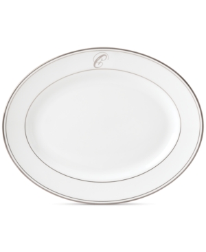 Lenox Federal Platinum Monogram Oval Platter Script Letters