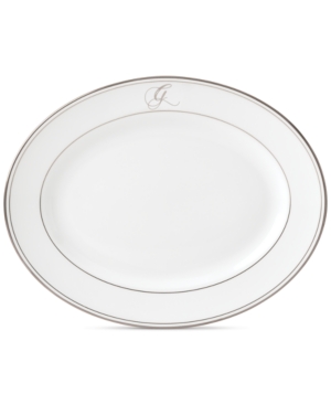 Lenox Federal Platinum Monogram Oval Platter Script Letters