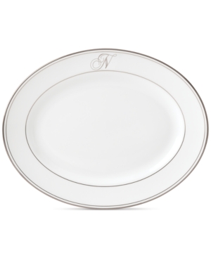 Lenox Federal Platinum Monogram Oval Platter Script Letters
