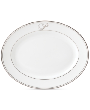 Lenox Federal Platinum Monogram Oval Platter Script Letters