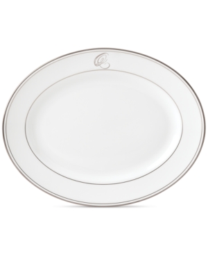 Lenox Federal Platinum Monogram Oval Platter Script Letters